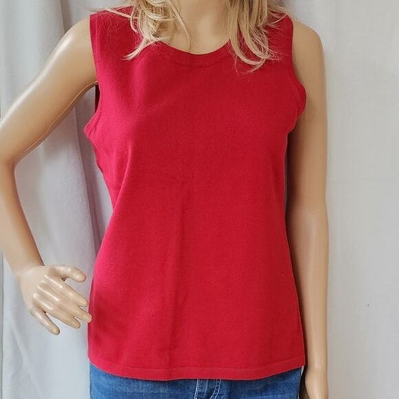 Christopher & Banks Womens Knit Sleeveless tank top red Cotton Blend Size Small - Picture 1 of 11